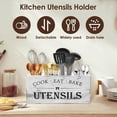 thumbnail image 4 of Tzdxfgl 14.5" x 6.7" x 5.5" Extra Large Kitchen Utensils Holder with 4 Compartments, Wooden Utensil Organizer for Kitchen Countertop, Farmhouse Decor, Rustic Cooking Utensil, 4 of 11