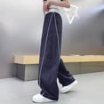 thumbnail image 3 of lnmuld Kids Contrast White Piping Track Pants Elastic Drawstring High Waist Thin Loose Jogger Casual Sport Bottoms Size:7-8 Years, 3 of 6