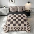 thumbnail image 3 of Manfei Retro Checkerboard King Bedding, Brown Beige Plaid King Bed in a Bag, Black Reversible 7pcs, 3 of 6
