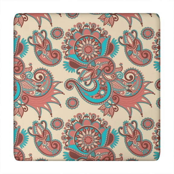 Abstract Paisley Art Square Tablecloth - Snug Fit Windproof Reusable Table Cover for Picnic 34x34 Inches