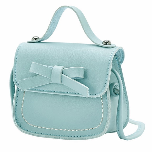 Bmisegm Little Girl's Leather Shoulder Bag for Girls One Shoulder Bag Solid Color Mini Blue One Size