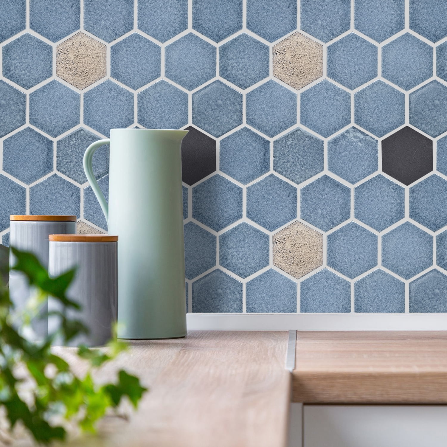 Lugo 12.1" x 10.43" Lava Stone Mosaic Floor and Wall Tile in Blue (Pack of 9)