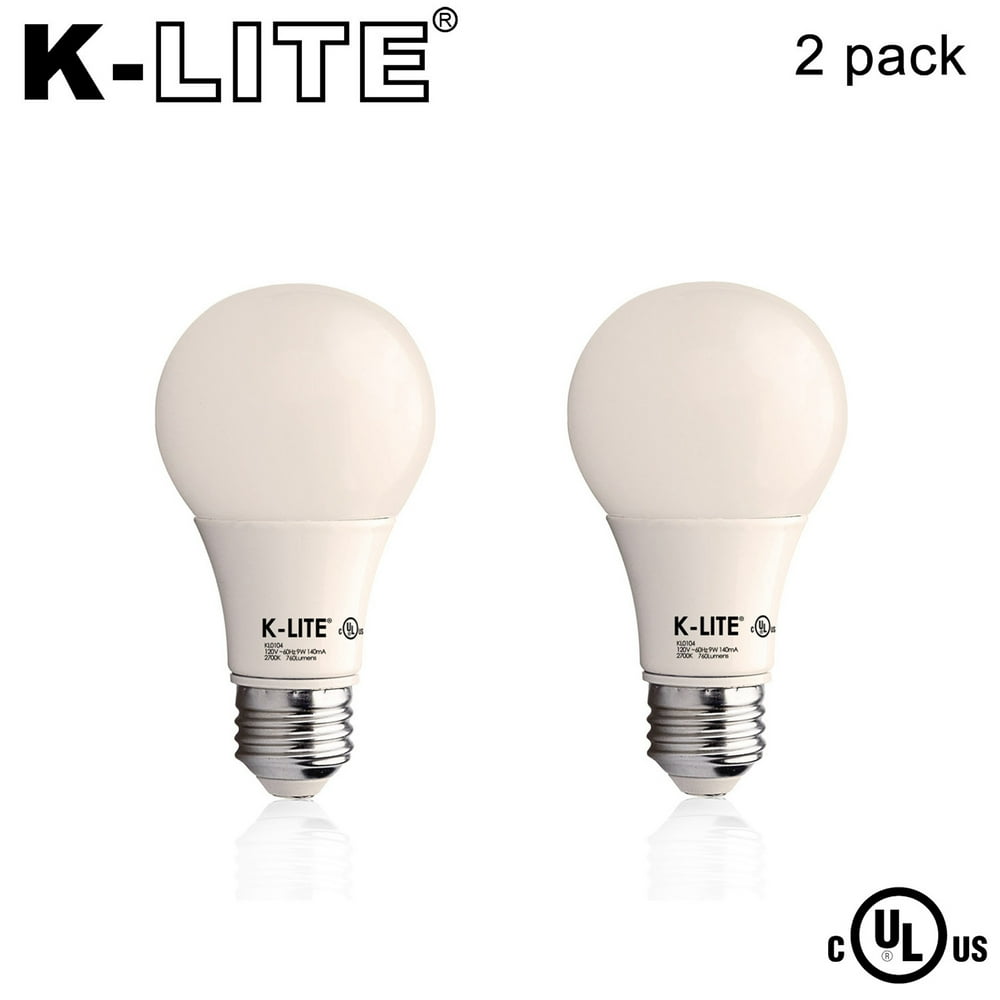 (2Pack) KLITE Led Light Bulbs, 760Lumens 9W E26 A19 NonDim, 15000HR