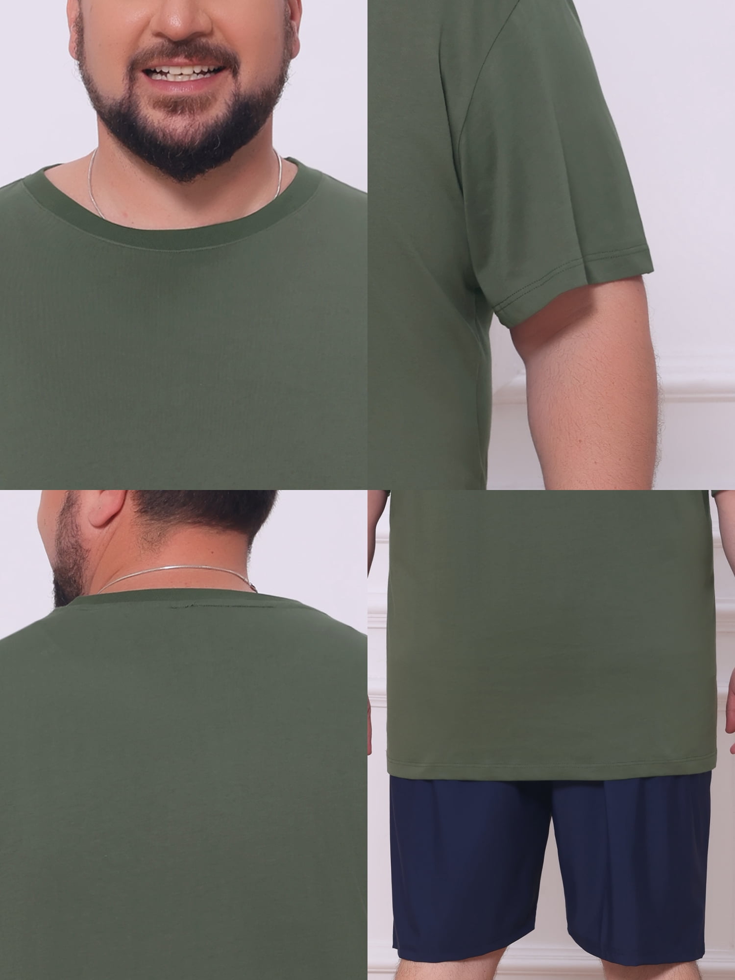 DARING DIVA Men's 100% Cotton Short Sleeves T-Shirt 6XL Olive Green