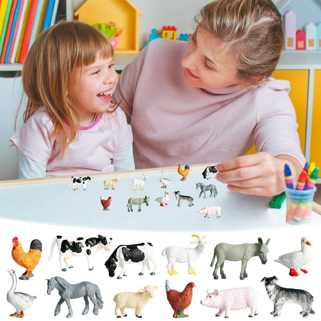 Meitianfacai 12PC Colorful Simulation Mini Animals And Small Animals Suit Model Ornaments