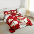 thumbnail image 3 of jejeloiu Lovely Xmas Snowman Queen Comforter Set,Amerry Christmas Bedding Sets,Red Leaves Bedding Comforter Set For Girl Teens,Breathable Home Decor Reversible,3 Pieces, 3 of 8