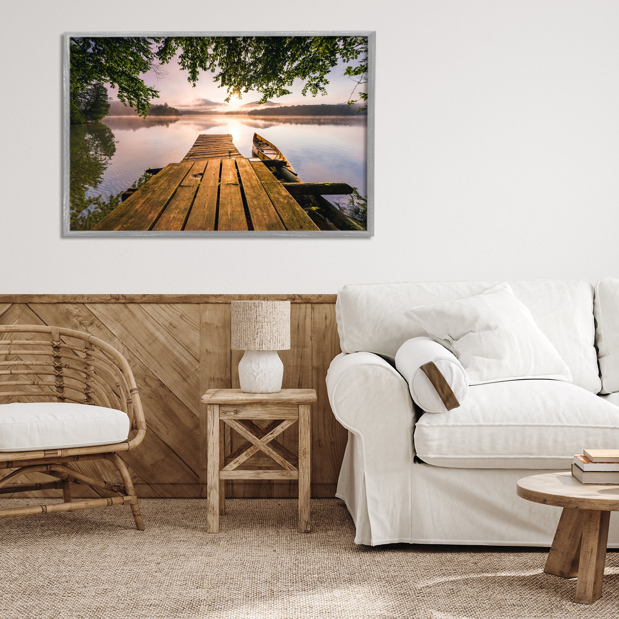 Stupell Industries Misty Morning Light on Lake Gray Framed Giclee Art, design by Jonathan Zaharek