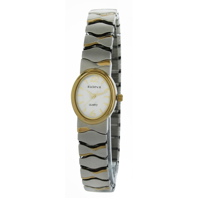 Elgin II Ladies Watch Gold Silver Tone Cuff Bracelet Silver Dial Gorgeous Sparkling Rhinestone Cocktail Watch | Elgin II | Silver Tone  main image 2