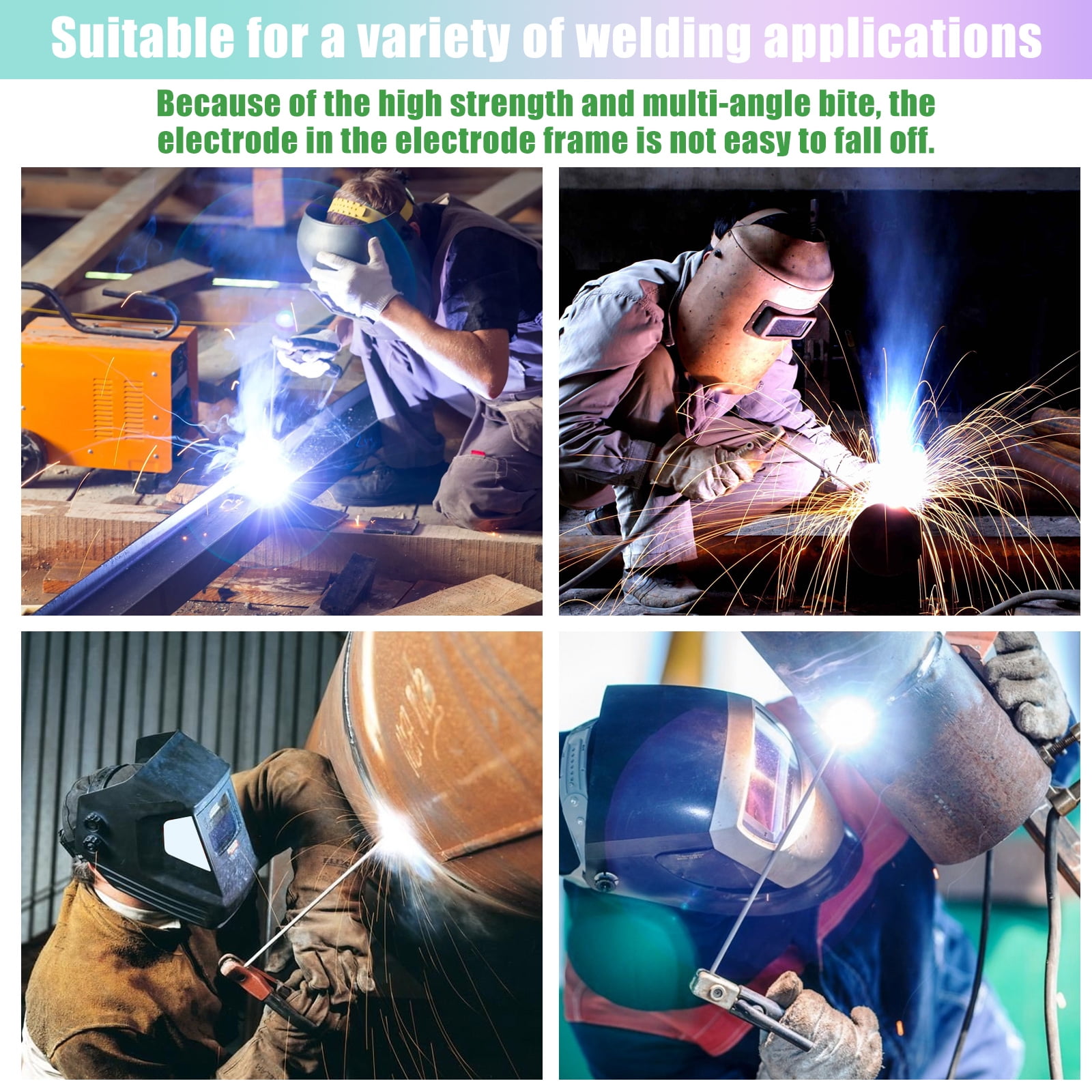 Ikoopy Welding Electrode Holder Stick Plier with Cable Copper MMA/ARC Welding Ground Clamp with Cable Stable Welding Rod Clamping Tool Welding Stick Plier Clamp for 300A Welder Machine