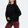 thumbnail image 3 of Womens Solid Color Soft Knit Sweaters Long Sleeve Crew Neck Pullover Sweater Casual Basic Loose Fit Sweater Tops, 3 of 7