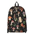 thumbnail image 3 of Mushroom and Lobster Black Pattern Backpack for School, Cute School Bag with Adjustable Shoulder Straps and Padded Back, 15.7"x11.8"x5.5", 3 of 5