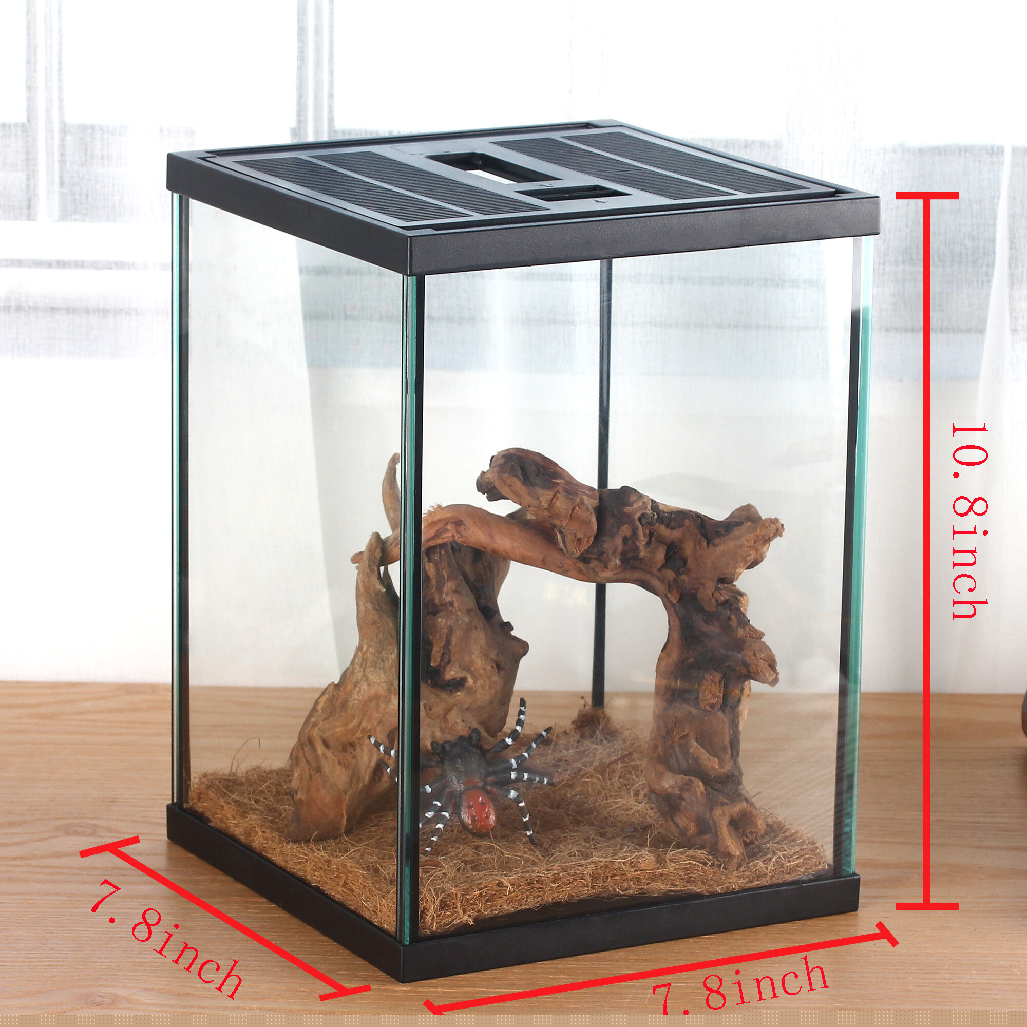 thumbnail image 4 of CRAPELLES Small Vertical Insect GlassTerrarium, 7.8x7.8x10.8'' Reptile Tank, 2.57 Gallon, Color Black, 4 of 7