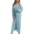 thumbnail image 6 of Mrat Mother of the Bride Dresses for Wedding Womens Two Piece Outfits Dress Suit with Long Sleeve Cardigan Jacket Maxi Dress S-59 Light Blue S, 6 of 6