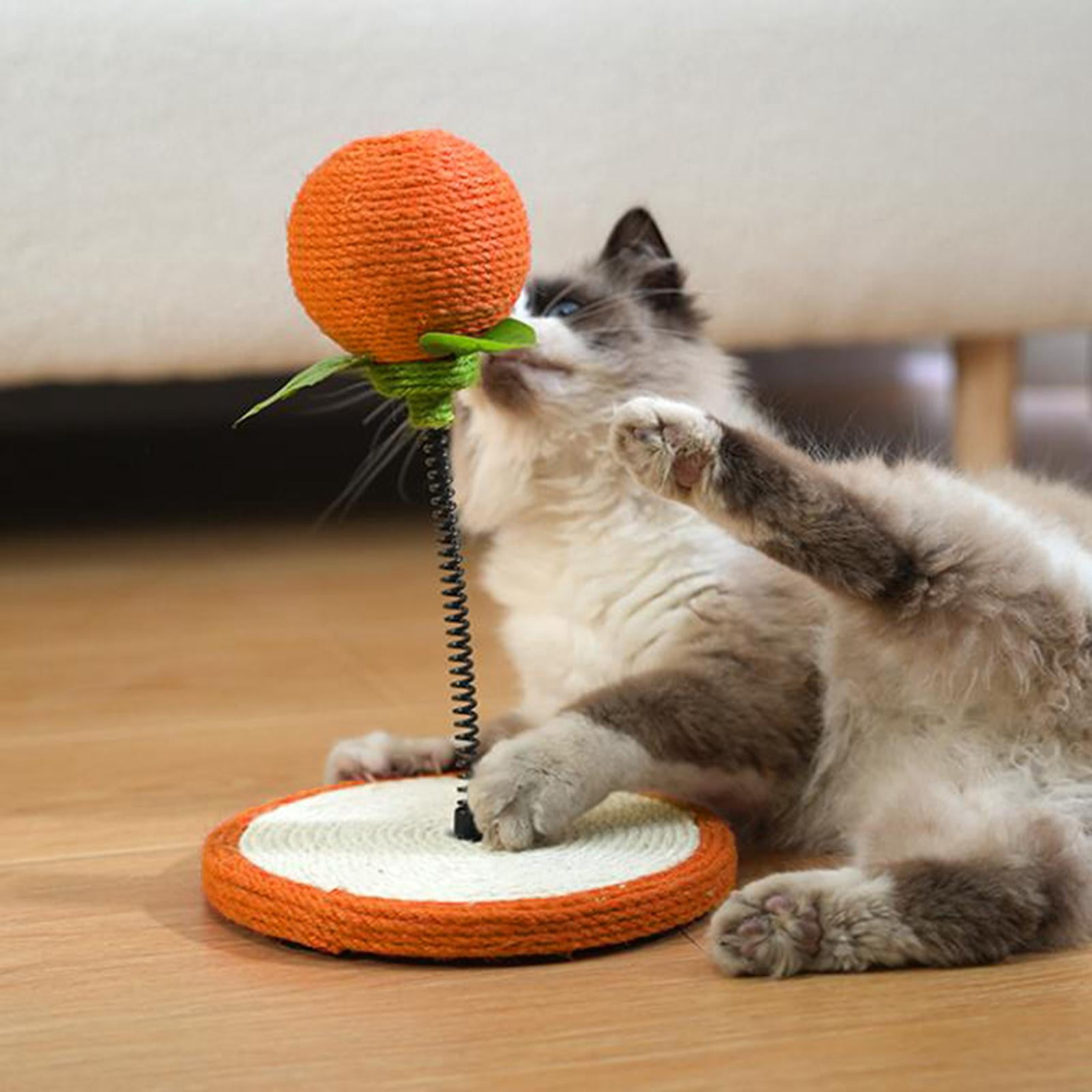 Bvdfgk Cat Scratcher Toy with Ball Cat Scratch Pad Cat Spring Toy with Bell for Chasing Orange