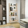 thumbnail image 4 of Barara King Bookcase, Storage Display Open Bookshelf,58 Inch 4-Tier Bamboo Ladder Bookshelf-Natural, 4 of 10