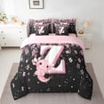 thumbnail image 2 of Manfei Girls Pink Monogrammed Bedding Comforter Set 7pcs, Personalized Letter Z King Bedding Sets, Kawaii Axolotl Cherry Blossoms Bed Sheets, Microfiber Bedroom Decor, 2 of 8