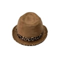 thumbnail image 4 of WITHMOONS Leopard Band Fedora Hat Short Brim Suede Trilby LD61466 (Beige), 4 of 4