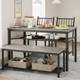 thumbnail image 3 of 4-Piece Dining Table Set for 4, Industrial Kitchen Table with 2 Chairs and Bench, Space-Saving Dinette Set with Metal Frame and Storage Rack for Small Space, Dining Room, Apartment, 3 of 9