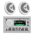 thumbnail image 2 of Pyle PLMR3DNWT Double DIN Marine USB Bluetooth AM/FM MP3 Stereo Receiver, (Pair) of Pyle PLMR60W 6.5'' 150 Watt Max Dual Cone Full Range Waterproof Speakers (White) w/Wire, 22" Radio Antenna, 2 of 9
