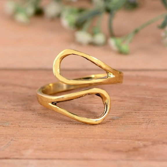 Simple Gold Boho Ring for Women – 925 Sterling Silver Thin Stacking Wave Ring – Dainty Everyday Jewelry