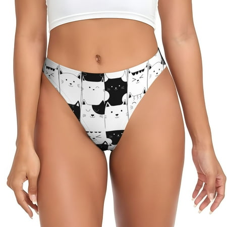 Sigee Doodle Cute Cat for Women s G-String Panty  Low Rise  Soft Lace Perfect for Everyday Wear or Special Occasions-X-Large