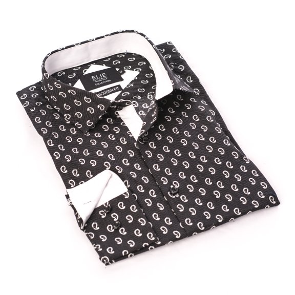 Elie Balleh Black Fine Paisley Premium Boys Button Down Shirt