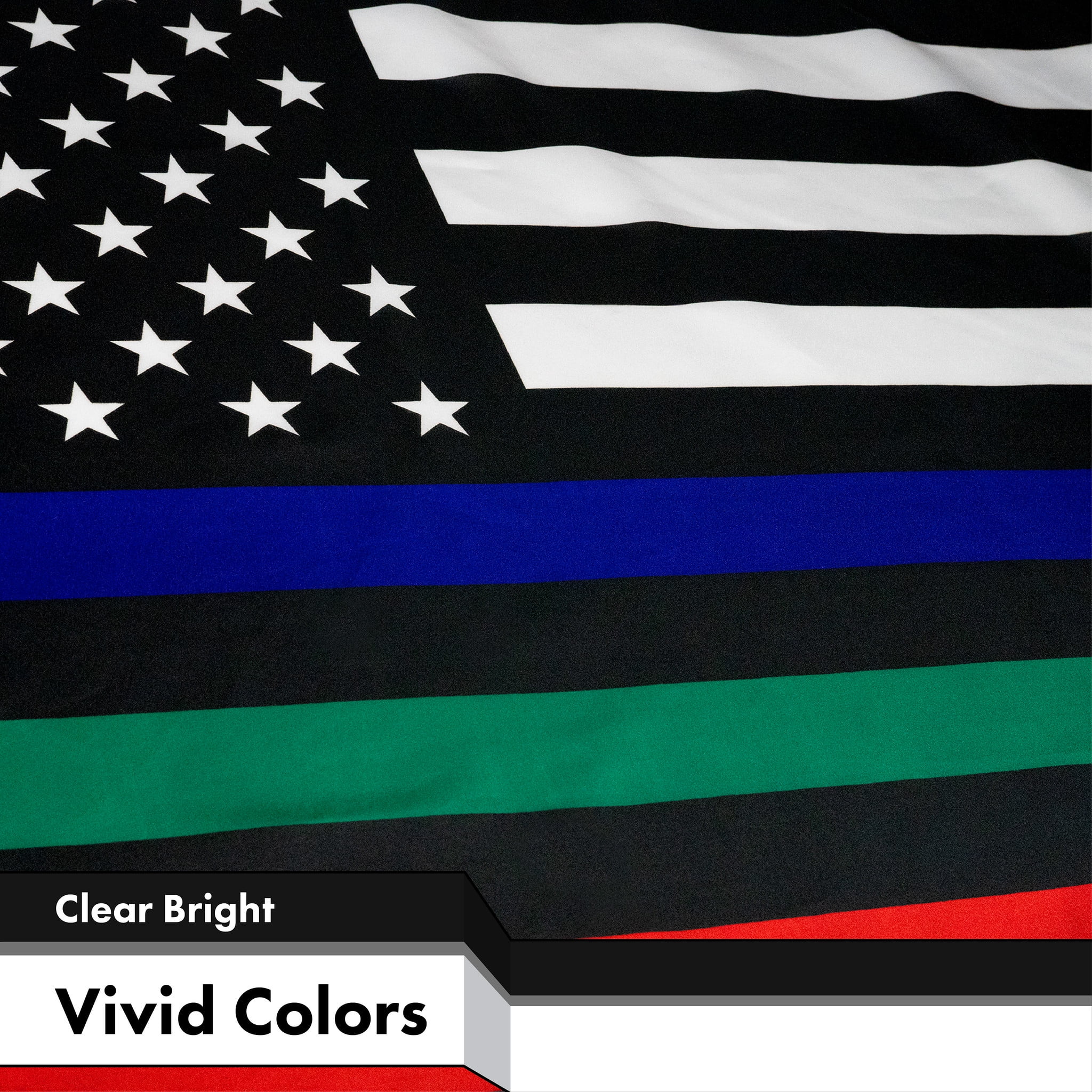 Thin Blue Green Red Line US Flag 3x5FT 2-Pack Printed 150D Polyester By G128