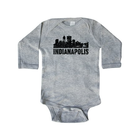 

Inktastic Indianapolis Skyline Grunge Gift Baby Boy or Baby Girl Long Sleeve Bodysuit