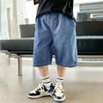 thumbnail image 5 of BOOMNY Toddler Boys Jeans Casual Solid Color Wide Leg Denim Shorts Lightweight Loose Short Jeans With Pocket 3-4 Years, 5 of 8