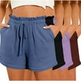 thumbnail image 2 of YUGYXL 4PC Drawstring Short Pants for Women Summer Elastic Waist Short Pants with Pockets Holiday Shorts Purple S, 2 of 3