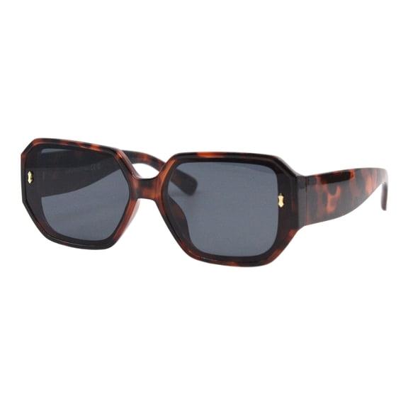 Womens Square Rectangle Sunglasses Slightly Oversized Retro Style UV400 Tortoise