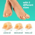 thumbnail image 6 of Welnove Hammertoe Corrector - 6 Pack Toe Splints - Soft Gel Toe Straighteners - Realign Bent, Curled, Crooked, Claw, Hammer Toes - Toe Corrector for Men and Women, 3 Different Sizes (Beige), 6 of 6