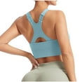 thumbnail image 4 of Xfvqtps Sports Bras for Women No Underwire Racerback Adjustable Straps Padded Elastic Comfortable Breathable Yoga Bra Blue, 4 of 5