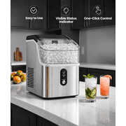 Auseo Nugget Ice Maker Countertop , 35lbs/24H, Crushed Ice Ready in 5 Mins ,Self-Cleaning, Ice Basket & Ice Shovel & Handle, for Home/Office/Party, Black