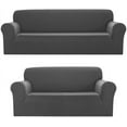 thumbnail image 2 of Sapphire Home 2pc SlipCover Set for Sofa Loveseat Couch, Form fit Stretch & Wrinkle Free, Furniture Protector Cover, Premium Fabric, Polyester Spandex, Slipcover Diamond 2pc, Light Gray, 2 of 4