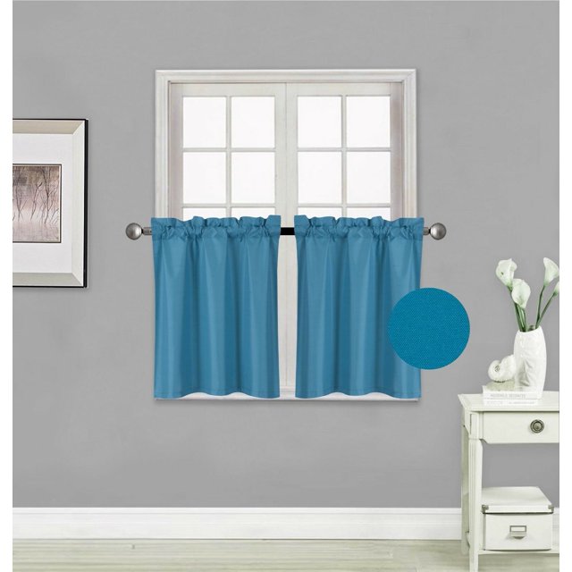 Cortinas opacas SAMIMPORT-2011 Luxury R16 con bolsillo para barra, color azul, 76 x 61 cm (2 paneles)