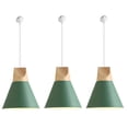 thumbnail image 1 of FSLiving H-Style Track Mount Pendant Fixture Scandinavian Style Pendant Lights for Kitchen Hanging Lamp Modern Wood and Aluminium Light Customizable,Green - 3 Lights, 1 of 6