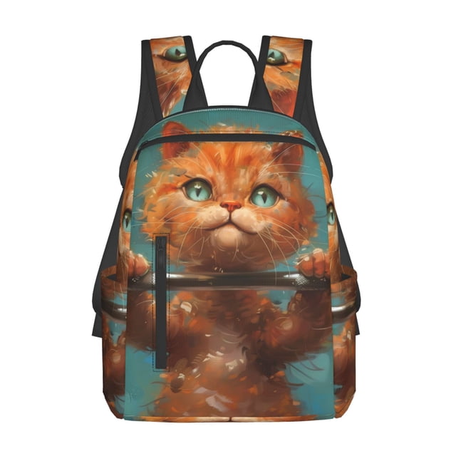 Balery Strong Kitten Lifting Weights Mochila ligera para hombre y mujer: duradera e impermeable, ideal para la escuela, el trabajo, viajes y uso diario.