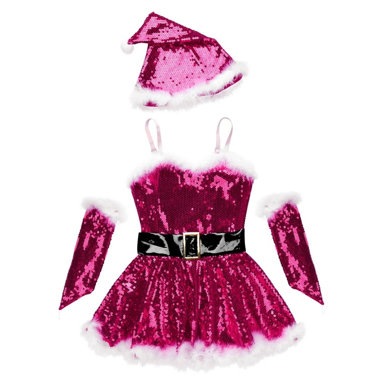 DPOIS Girls Sequins Ballet Dance Figure Ice Skating Leotard Dress