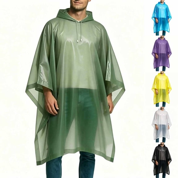 Ceisia Men Portable Hooded Rain Poncho Lightweight Waterproof Reusable Loose Rain Cape Non Disposable Raincoat For Hiking Camping Travel Outdoor Activity Gift