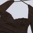 thumbnail image 4 of SwiftWear Women's Sparkling Square Neck Sequin Dress Sheer Flare Sleeve Party Mini Dresses Bodycon Clubwear for Night Out, Date Night, Brown, 4 of 9