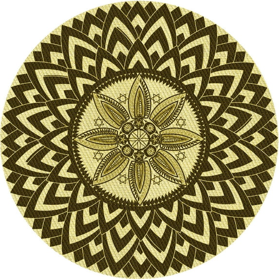 Ahgly Company Indoor Round Patterned Bakers Brown Area Rugs, 8' Round