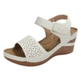thumbnail image 4 of Rokment Orthopedic Platform Wedge High Heels Dress Sandals for Women 2026 Fashion Casual Leather Open Toe Arch Support Chunky Heeled Comfortable Beach Summer Shoes Beige Size 6.5, 4 of 5
