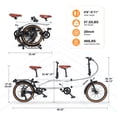 thumbnail image 7 of Meghna Tandem Bike 20 inches 4-Fold 2-Seater 7 speed Folding Tandem Dual Disc Brake for Adult Beach Cruiser White, 7 of 7