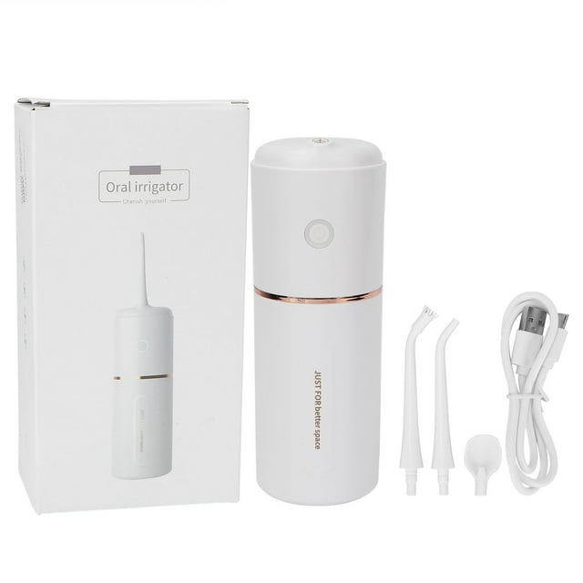 Irrigador bucal eléctrico recargable, portátil, limpiador de dientes con agua para el cuidado dental, blanco