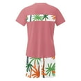 thumbnail image 5 of Wyobmus Mens Lounge Sets 2 Piece Outfits Graphic Print Short Sleeve Hawaiian Beach Shirt and Shorts Workout Tracksuit A-Pink, 5 of 5