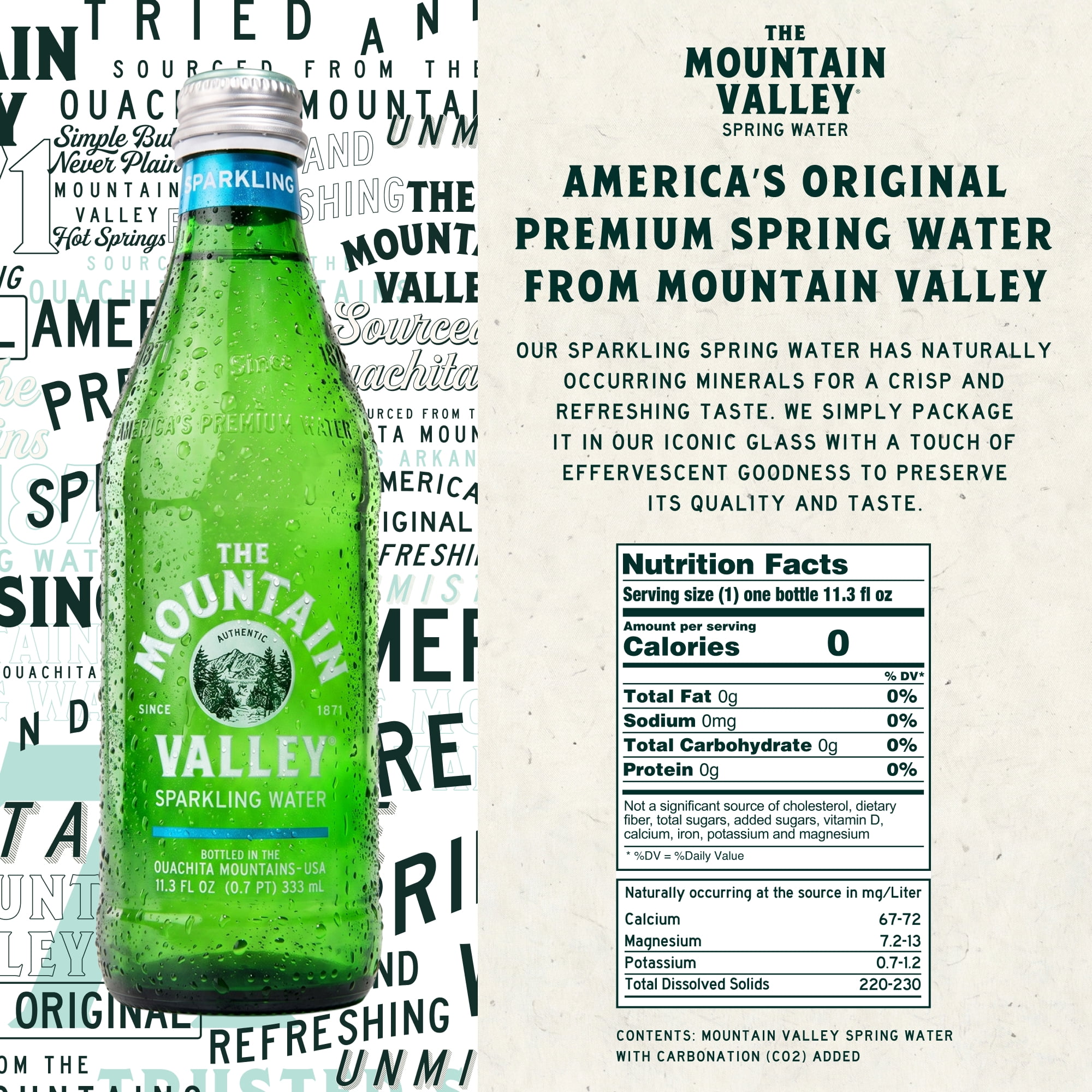 The Mountain Valley Sparkling Spring Water, 333 ml, Single Glass Bottle
