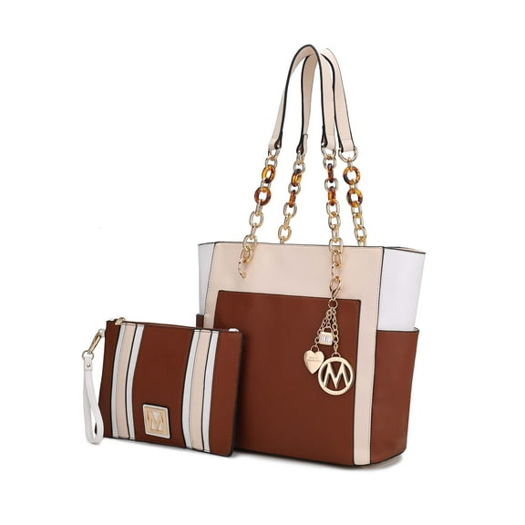 MKF Collection Rochelle Vegan Leather Women's Tote & Wristlet Set by Mia K. 2 Pieces-B. Blue Denim