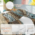 thumbnail image 4 of Animal Paw Print Twin Size Comforter Set, Dog Claws Pattern Brown Blue Wooden Striped Bedding for All Seasons, 4 Pcs Bed Set, 1 Quiltcover (68"x86") ,1Sheet(67"x116"), 2Pillowcases (30"x20"), 4 of 9