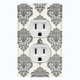 thumbnail image 1 of Metal Light Switch Plate Outlet Cover (Damask Black Tan Pattern - Single Duplex), 1 of 2